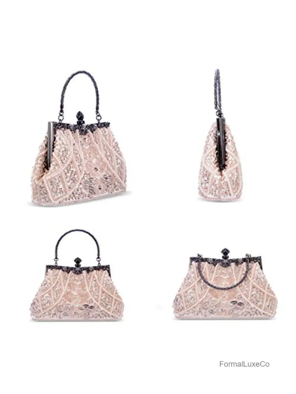 Women's Evening Clutch Bag Beaded Sequined Satin Party Wedding Purse